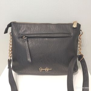 Jessica Simpson women black cross/shoulder medium logo Bag with Gold Chain